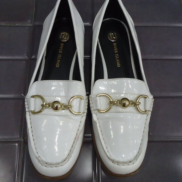 SIZE 8 /41. River Island patent pu leather loafer shoes. main image 12